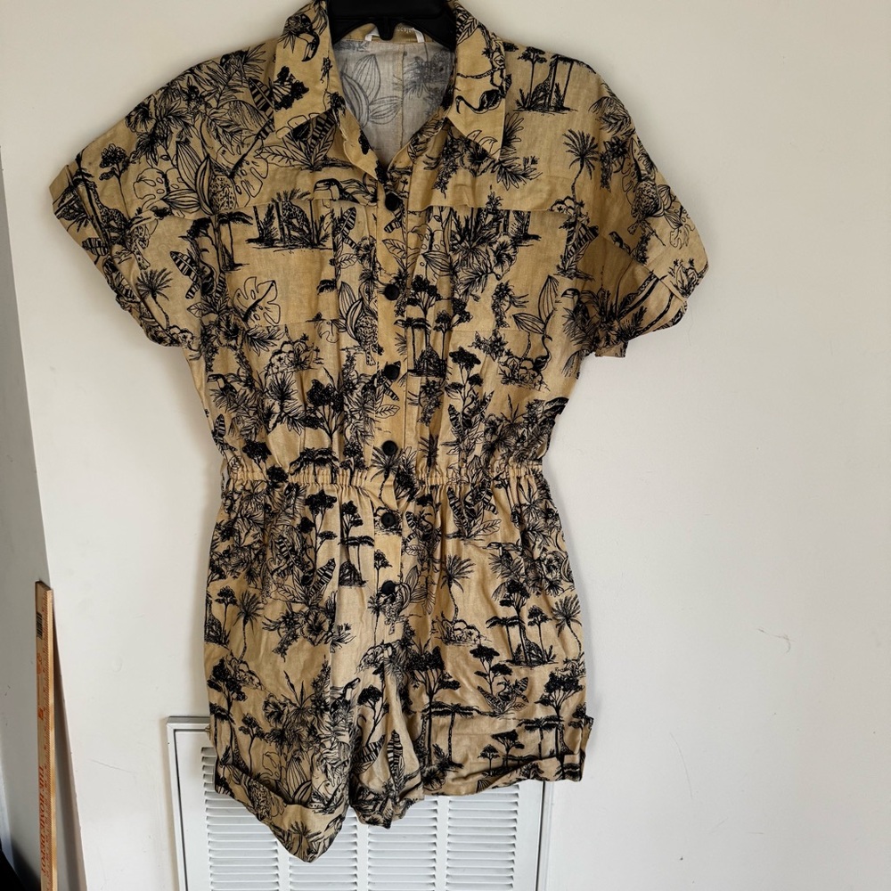 Anthropologie‎ Corey Lynn Calter Penelope Toile Romper linen blend tropical